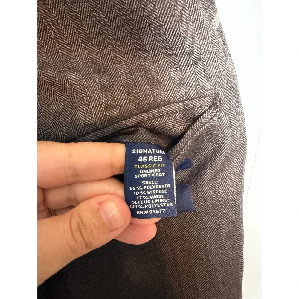 Stafford Signature Mens 46 Reg Classic Fit Unlined Sport Coat Grey Windowpane